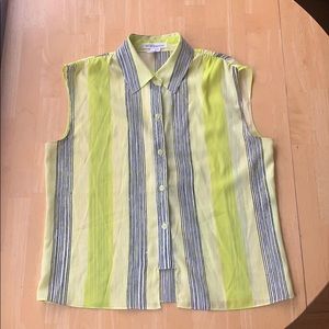 BCBG sleeveless sheer button down top